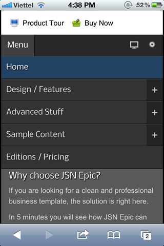 Special designed mobile menu system